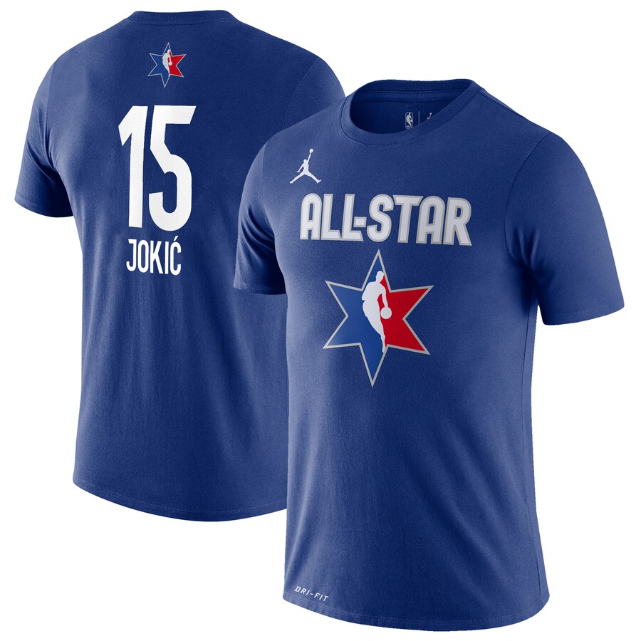 Men Nikola Jokic Jordan Brand 2020 NBA AllStar Game Name & Number Player TShirt Blue